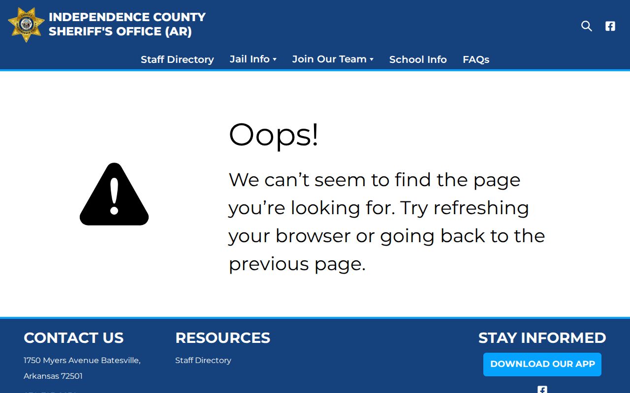 Independence County jail roster record interface