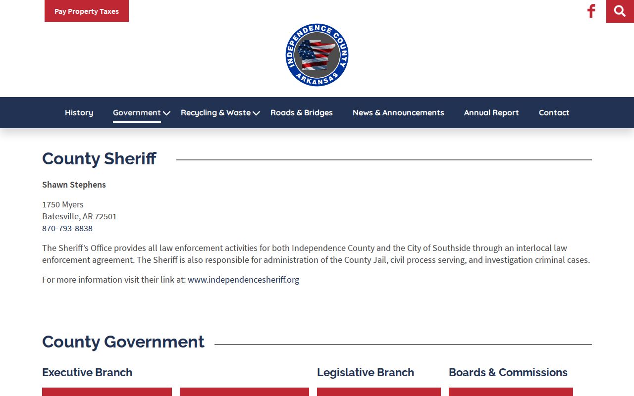 Official Independence County sheriff agreement for Southside arrest services